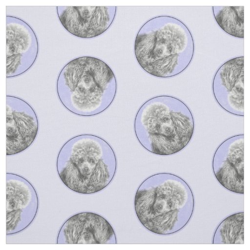 Poodle Painting Miniature Toy Silver Grey Dog Art Fabric