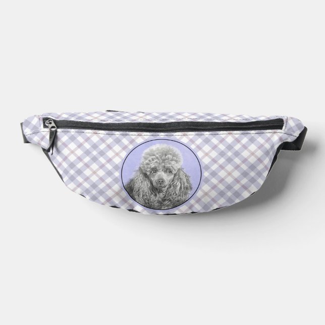 Poodle Painting Miniature Toy Silver Grey Dog Art Fanny Pack (Lay Down)