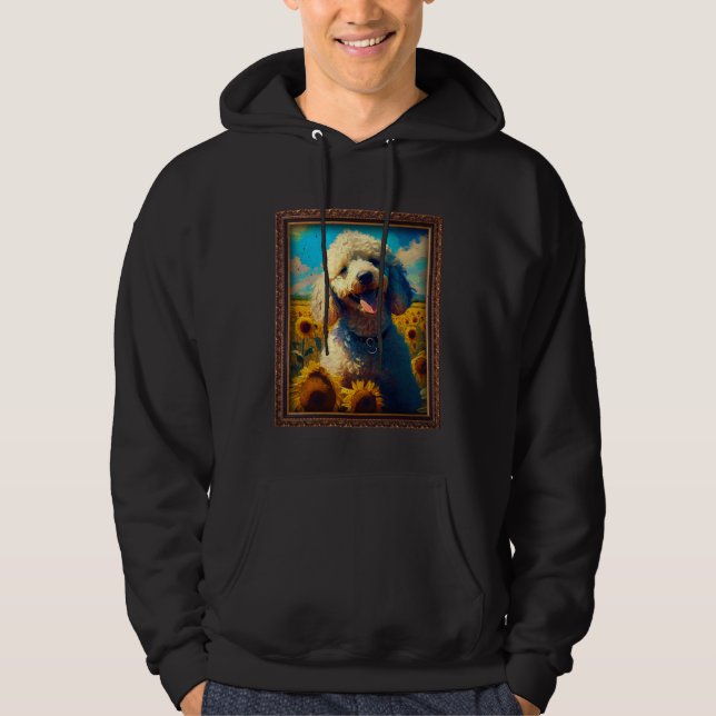 Poodle Painting Sunflower Flower Mom Women Floral Hoodie (Front)