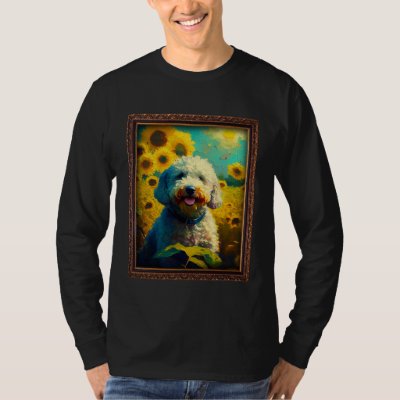 Poodle Painting Sunflower Flower Mom Women Floral  T-Shirt