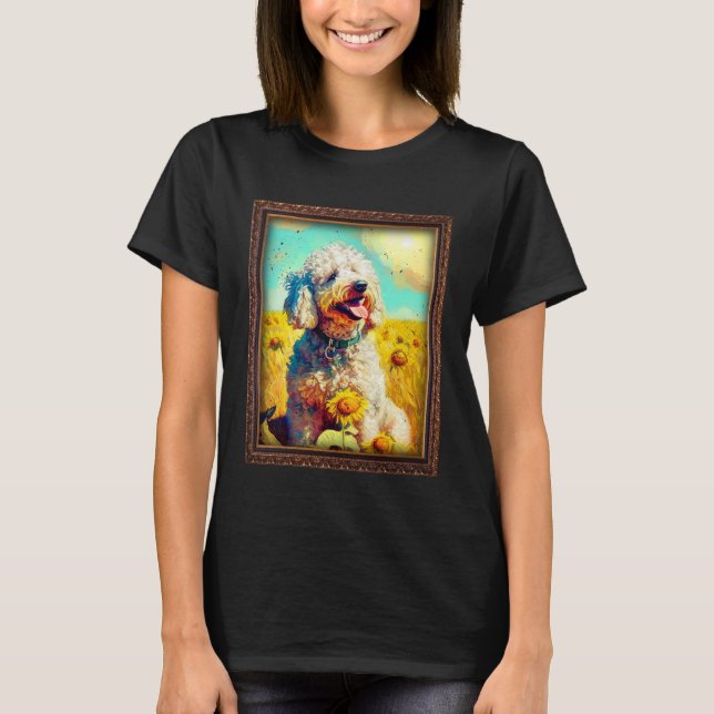 Poodle Painting Sunflower Flower Mom Women Floral  T-Shirt (Front)