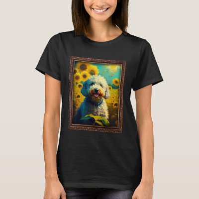 Poodle Painting Sunflower Flower Mom Women Floral  T-Shirt