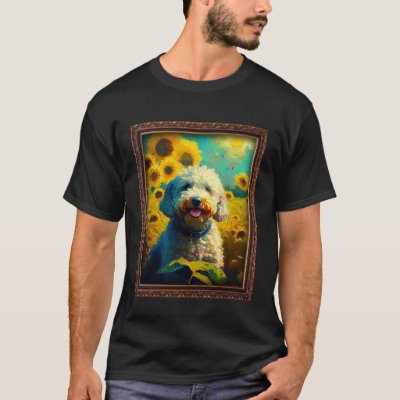 Poodle Painting Sunflower Flower Mom Women Floral  T-Shirt