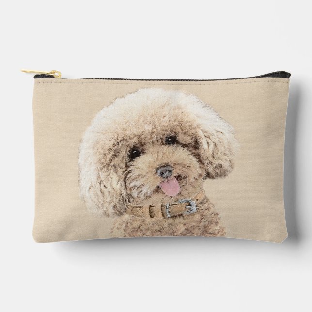 Poodle Painting Toy Apricot Cream Original Dog Art Accessory Pouch (Front)