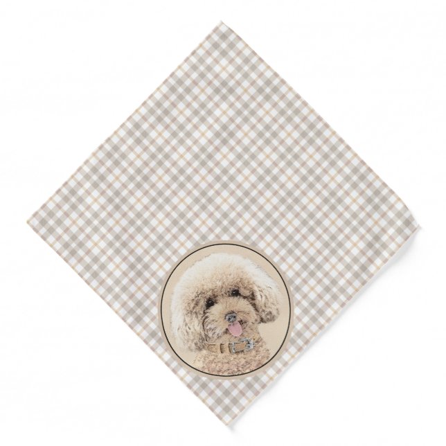 Poodle Painting Toy Apricot Cream Original Dog Art Bandana (Front)