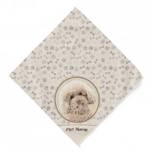 Poodle Painting Toy Apricot Cream Original Dog Art Bandana