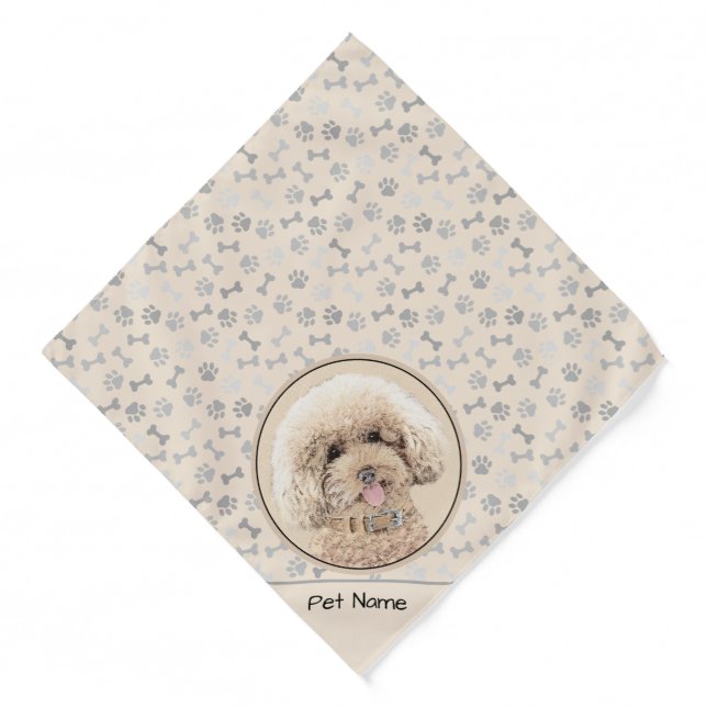 Poodle Painting Toy Apricot Cream Original Dog Art Bandana (Front)