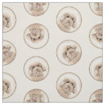 Poodle Painting Toy Apricot Cream Original Dog Art Fabric