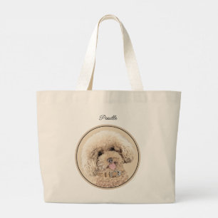 Poodle Painting Toy Apricot Cream Original Dog Art Large Tote Bag