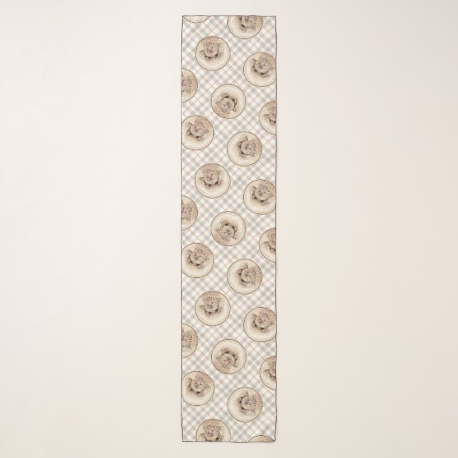 Poodle Painting Toy Apricot Cream Original Dog Art Scarf (Front)