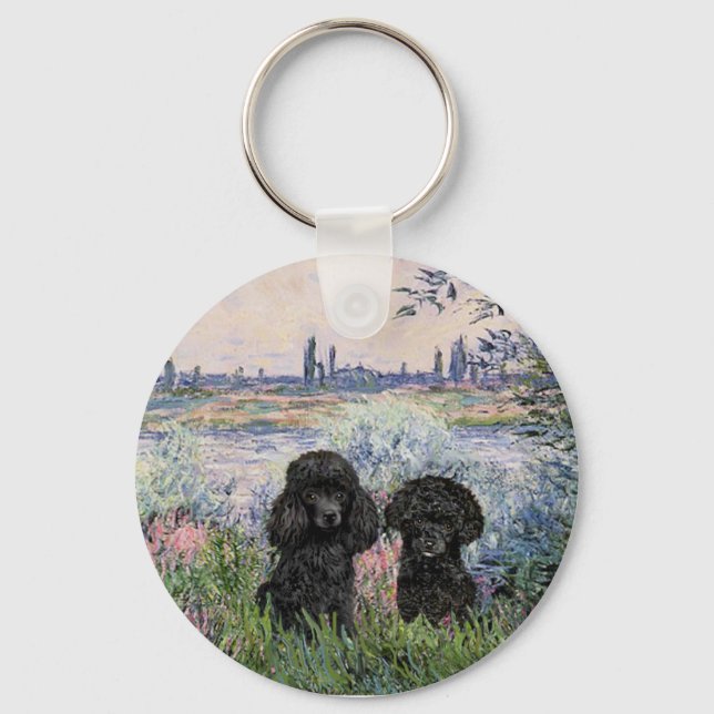 Poodle Pair (black) - By the Seine Keychain (Front)