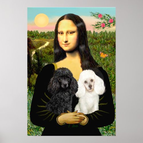 Poodle Pair Black  White _ Mona Lisa Poster