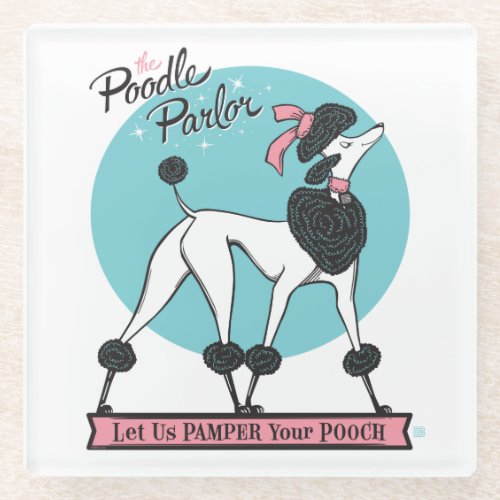 Poodle Parlor Glass Coaster