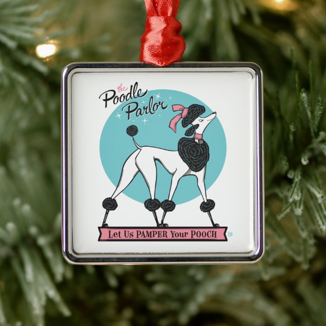 Poodle Parlor Metal Ornament (Tree)