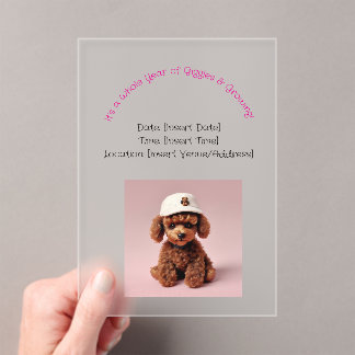 Poodle Party Pup Acrylic Invitations