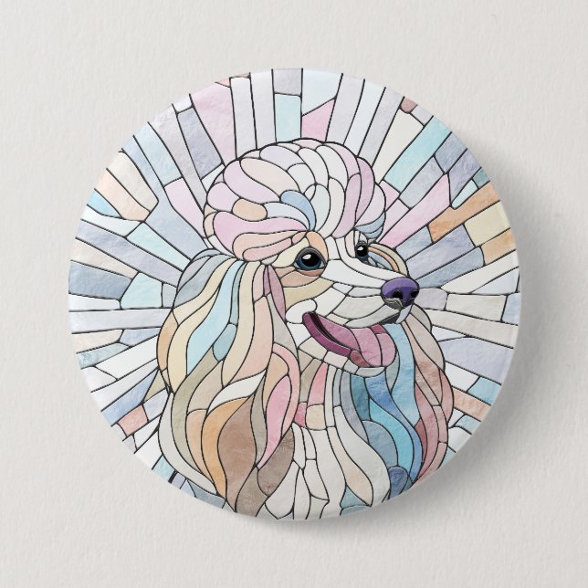 Poodle - pastel mosaic art button (Front)
