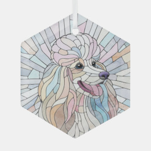 Poodle - pastel mosaic art glass ornament