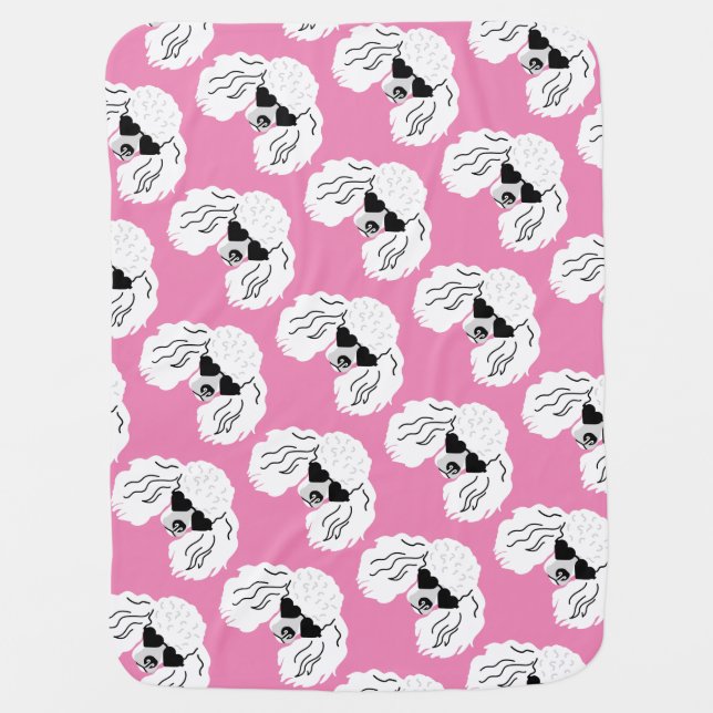 Poodle Pattern Cute Pink Baby Blanket (Front)