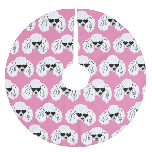 Poodle Pattern Cute Pink Brushed Polyester Tree Skirt