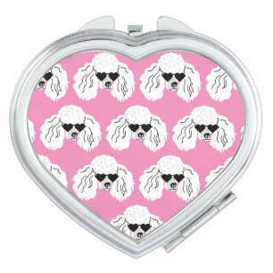 Poodle Pattern Cute Pink Compact Mirror