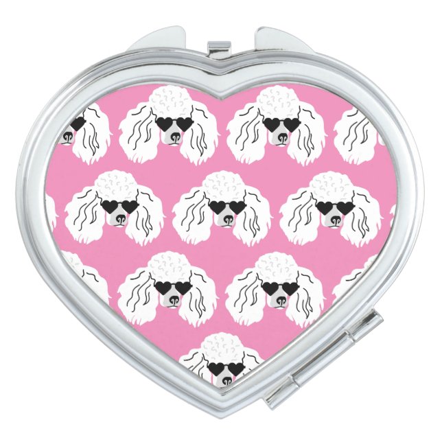 Poodle Pattern Cute Pink Compact Mirror (Front)