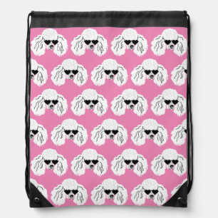 Poodle Pattern Cute Pink Drawstring Bag
