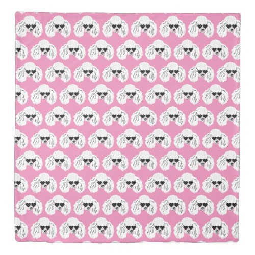 Poodle Pattern Cute Pink Duvet Cover