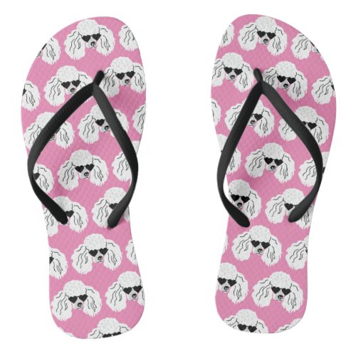 Poodle Pattern Cute Pink Flip Flops