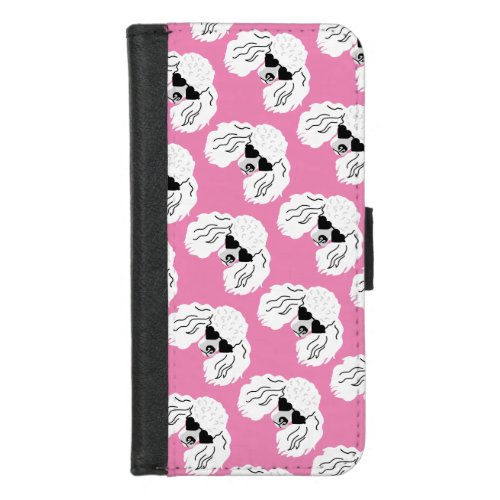 Poodle Pattern Cute Pink iPhone 87 Wallet Case