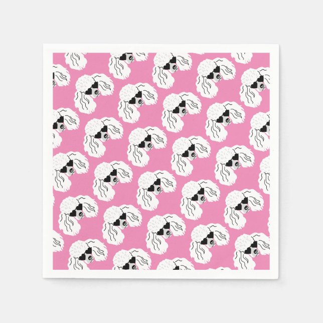 Poodle Pattern Cute Pink Napkins (Front)