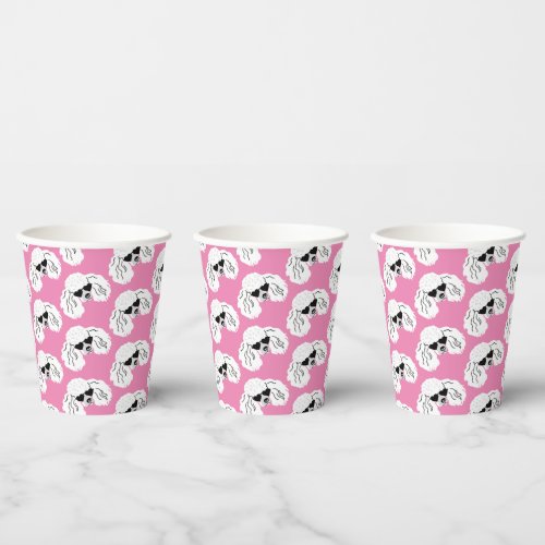 Poodle Pattern Cute Pink Paper Cups
