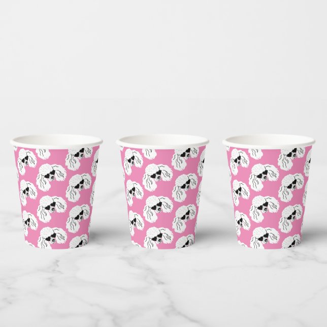 Poodle Pattern Cute Pink Paper Cups (Multi)