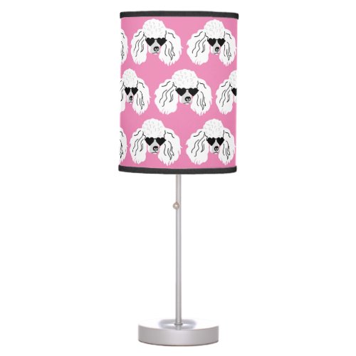 Poodle Pattern Cute Pink  Table Lamp
