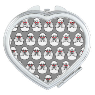 Poodle Pattern Funny Compact Mirror