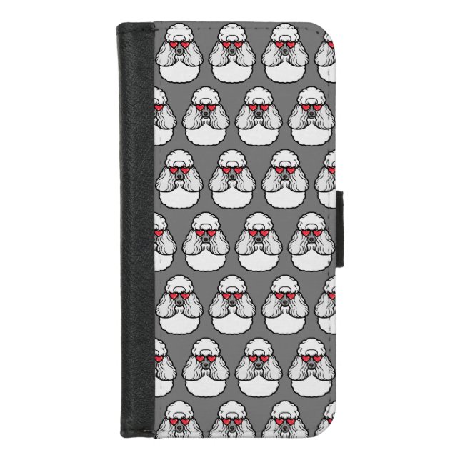 Poodle Pattern Funny iPhone Wallet Case (Front)
