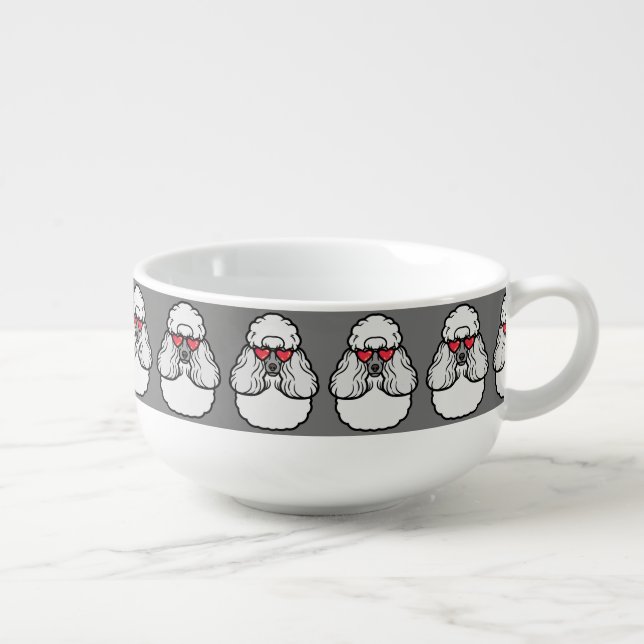 Poodle Pattern Funny Soup Mug (Left)