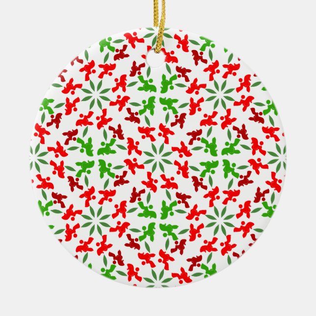 Poodle Pattern Illustration customizable  Ceramic Ornament (Front)
