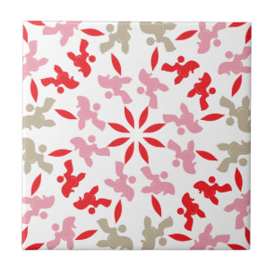 Poodle Pattern Illustration customizable Ceramic Tile