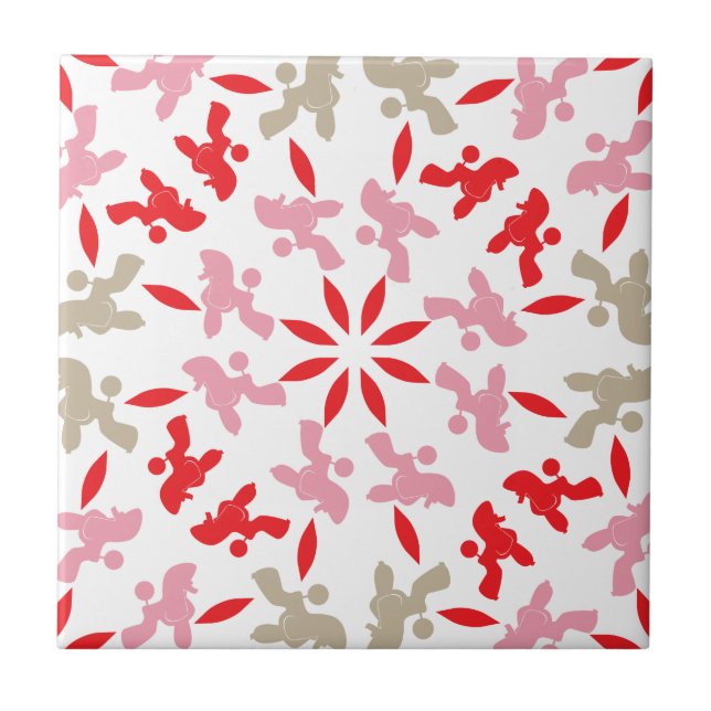 Poodle Pattern Illustration customizable  Ceramic Tile (Front)