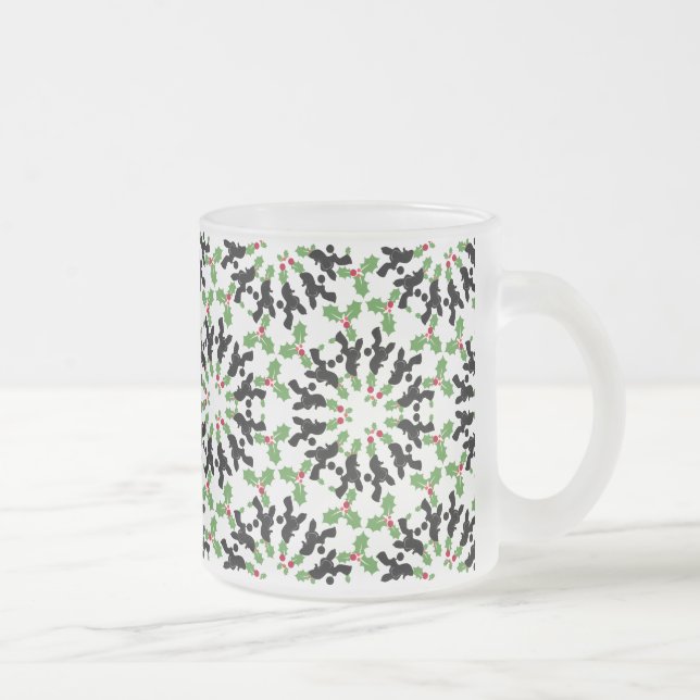 Poodle Pattern Illustration customizable  Frosted Glass Coffee Mug (Right)
