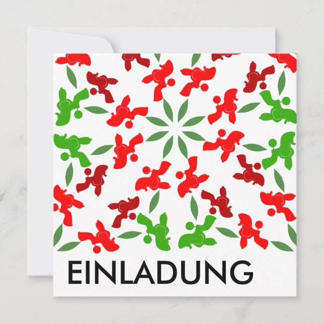 Poodle Pattern Illustration customizable  Holiday Card (Front)