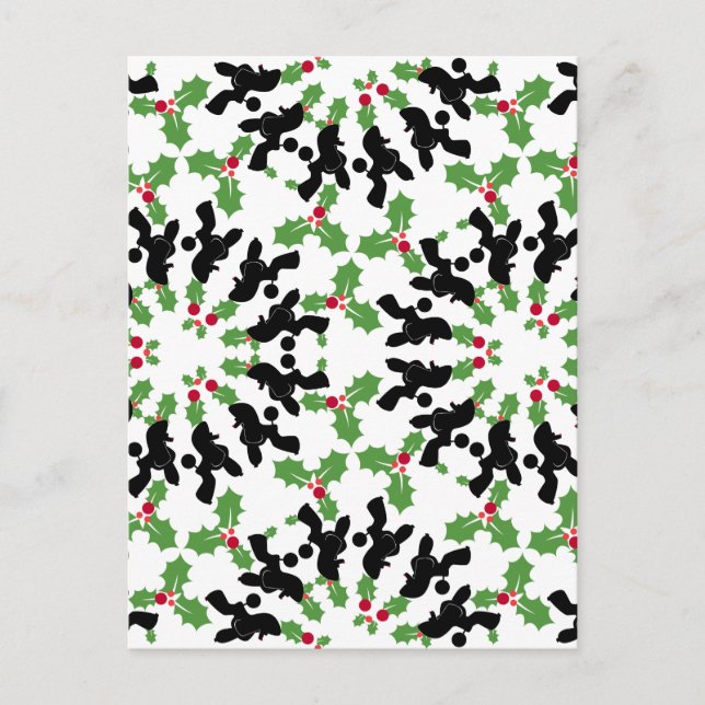Poodle Pattern Illustration customizable  Holiday Postcard (Front)