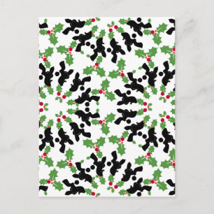 Poodle Pattern Illustration customizable Holiday Postcard