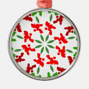 Poodle Pattern Illustration customizable Metal Ornament