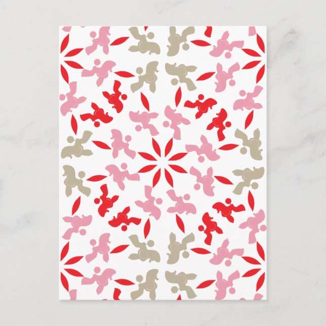 Poodle Pattern Illustration customizable  Postcard (Front)