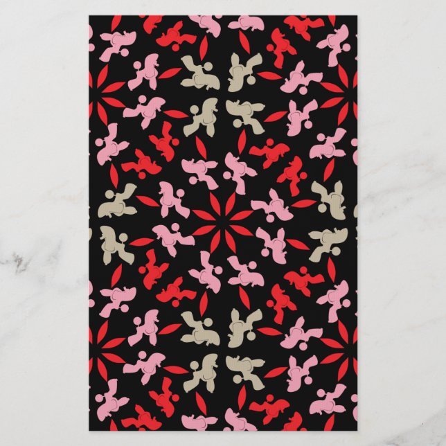 Poodle Pattern Illustration customizable  Stationery (Front)