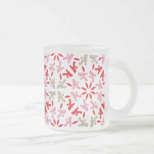Poodle Patternd Frosted Glass Coffee Mug (Right)