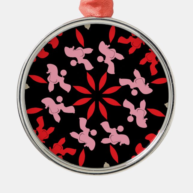 Poodle Patternd Metal Ornament (Front)