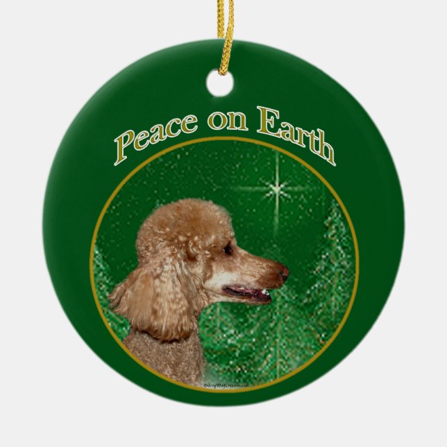 Poodle Peace Ceramic Ornament (Front)