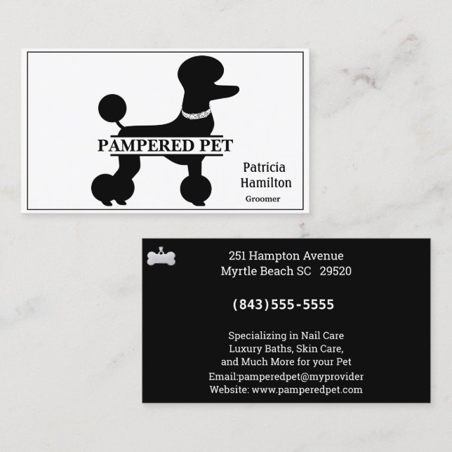 Poodle Pet Groomer/ Vet Business Card (Front/Back)